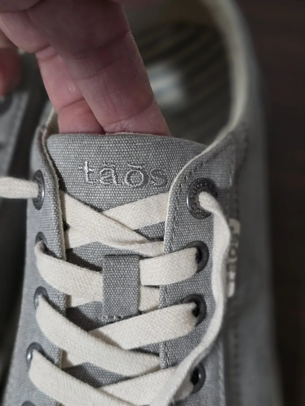 Taos Footwear Gray Canvas Lace-Up Sneakers